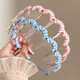 Cute Apple headband for women with high-end bow headdress 2025 new high skull top pressure hairpin hairpin face washing headband 1# headband blue