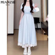 
Cotton French lace splicing dress for women in summer 2025 new dopamine temperament square collar fashion waist long skirt 4059 light blue [high quality 52.5] L 100-110Jin [Jin equals 0.5 kg]