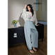 Breite Farbe (Kuose) Blau gerade lose Casual Hosen für Frauen 2025 Sommer-Outfit hoher Taille mit Breithose lange Hosen Weiß Blau 5011 m /m