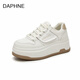 达芙妮;DAPHNE简约透气板鞋女2025秋季新款休闲小白鞋低帮厚底面包鞋系带鞋子女 卡其色 36