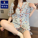 Specht KT Cat Pyjamas für Frauen im Sommer kurzärmelig, reine Baumwoll-Drei-teilige Set 2025 New Cartoon Cette Student Home Clothes #FS-Drei-Stück-Set 14122 m [75-95jin [Jin gleich 0,5 kg]]]