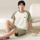 
SEPTWOLVES short sleeves cotton pajamas men's Korean style loose simple casual young and middle-aged home clothes can be worn outside summer OMM-13601 L men