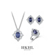 HKHL 925 Silver Tanzanite Blue Sapphire Necklace Women's Light Luxury Niche High-end Earrings Ring Set Birthday Gift Star Language Set (Necklace + Earrings + Ring)