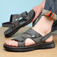 Sandalias de suela suave ultra luz zapatos para hombres, sandalias de playa sin deslizamiento, dual-uso informal fuera del verano de mediana edad transpirable 2025 Nuevo modelo 6187 Negro 38