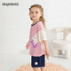 
MQDMINI children's clothing children's pajamas summer girls' home clothes children's home suit baby clothes Happy little rabbit pink 100