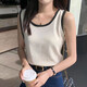 New summer suspender vest for women wearing inner and outer bottoming shirts, fashionable waffle splicing design sleeveless tops, B167-white L Recommended 105-115Jin [Jin equals 0.5 kg]