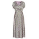 ROEYSHOUSE ROYE Elegante Vestido floral de cuello en V para mujeres 2025 Summer NUEVA MANAGA DE MANAJA Cerrada a mitad de largo 12138 Floral S