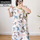 Modal cotton silk nightgown for women 2025 summer thin loose large size new mid-sleeved round neck short-sleeved pajamas artificial cotton home clothes Green branches and leaves A13781 single size (suitable for 95-155Jin [Jin equals 0.5 kg])