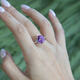 GEM STONE KING 4.61 carat amethyst diamond 925 silver colored gemstone ring ins fashion gift for girlfriend Chinese Valentine's Day gift US No. 8