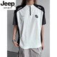 JEEP SPIRIT half-zip contrast stitching jersey short-sleeved men's summer cool quick-drying t-shirt sun protection feather sports cycling jersey white L