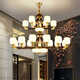 Sanxiong Aurora Nuevo edificio dúplex de estilo chino Sala de estar Bailera grande de madera sólida Villa atmosférica Escaleros de villa atmosférica Light Hollow Hall 9926 Cabezas