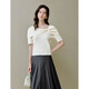 Inman Sweet Bow Thin Strick Pullover 2025 Sommer Frauen neuer französischer Kinkle One-Shoulder Kurzarm Beige M.