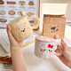 Ceramic mug with lid and spoon, good-looking cup as souvenir for women, household water cup, cute couple coffee breakfast cup, pink cute kitten, cup + lid + spoon