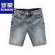Romon High-End Retro Blue Denim Shorts Men's Summer Modemarke Schöne Casual Fünf-Punkte-Hosen mit 5-Punkte-Medienhosen Blau K844 34 Empfohlen 150-160jin [Jin entspricht 0,5 kg]
