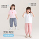 
Ohm Bear Girl Summer Thin Suit Short Sleeve Summer Girl Baby Fashionable Children's Casual Sports Children's Clothes Pink 110 CM