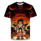 Giselon One Piece Short Sleeve Summer One Piece Zoro Anime T-shirt Primary and Secondary School Students and Teenagers on the 3D Printing Trend Burning Ace TXU1480 S Suitable for weight 80-90 Jin [Jin equals 0.5 kg]