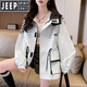 JEEP SPIRIT windbreaker jacket for women spring and autumn 2024 new Korean version loose waist slimming assault top outdoor hiking and mountaineering clothing beige S 85-105Jin Jin is equal to 0.5 kg