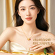 Lao Fengxiang small waist gold necklace for women 18K gold pendant clavicle chain wedding anniversary gift for girlfriend and wife birthday 18k small waist accessories + free 925 silver chain