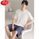Langsha cool feeling modal men's pajamas summer shorts shorts comfortable and fashionable plus size for outdoor wear clothes set YSX:9721 L