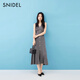 Snidel2025 Producto de otoño e invierno Nuevo producto elegante y versátil Vestido de cola de punto sin mangas en V SWNO254133 Rojo y marrón