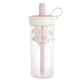 LOCK&LOCK Sakura Straw Milk Tea Cup Summer Plastic Water Cup Outdoor Portable Handle Water Cup 720mL White