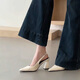 Lekali temperament high heels for women 2025 summer new French thick heel pointed toe sandals fashionable and versatile bag-toe single shoes beige 5cm card size large 38