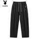 Playboy (PLAYBOY) ice silk casual pants for men summer thin quick-drying mesh breathable high street trend drawstring straight sports pants for men 6636# gray M