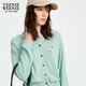 Teenie Weenie Bear Women's Wool Sweater 2025 Autumn New Simple Fashion Light Thin Round Neck Cardigan Mint S