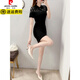 Pierre Cardin plus size summer dress for women slimming belly-covering little black dress for fat mm cheongsam style improved version Chinese style retro slit dress black M recommended 92-103 Jin Jin is equal to 0.5 kg