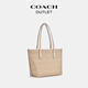 COACH Gift Official Outlet Women's Bag Classic Logo CITY Zipper Tote Bag Presbyopia City30 Sand Yellow/Chalk White (New Version)