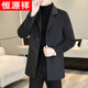 Hengyuanxiang high-end wool coat men's autumn and winter new style middle-aged mid-length windbreaker suit collar wool woolen coat Gray M 170 Recommended weight 110-130Jin Jin equals 0.5 kg