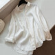 [Linse Sensing White Shirt] Summer Summer Fin Loose Slimming Sun Protection Tops pour les femmes, nouveaux styles de vêtements autonomes blancs L