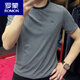 ROMON 2025 summer new product round neck striped short-sleeved men's T-shirt casual half-sleeved slim bottoming shirt sports t-shirt trend 9901 black M recommended 90-115Jin Jin equals 0.5 kg