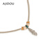 AJIDOU Ajidou necklace for women's relaxed comic travel series alloy feather pendant yellow + green oil dripping 41.5cm 1 piece