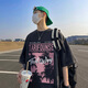 Camiseta de manga corta para hombres para hombres en verano 280 gramos pesado lavado para hombres HIP-HOP HIP-HOP de gran tamaño Camiseta de media manga de la mano T733 Lavado negro M