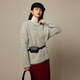 ROMON high-end brand sweater for women Maillard color 2025 spring and autumn sweater for women fur silhouette round neck top dark coffee single size / slight hair loss / mind careful shooting / flat drying