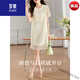 ROMON (ROMON) high-end super beautiful niche design short-sleeved dress for women new summer light-climbed style small tall skirt High-end brand + apricot color + top ten women's clothing brands M