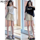 Cotton Japanische Dopamin-Werkzeug-Shorts für Frauen im Sommer 2025 NEU NEU Small Hohe Taille Wide Bein Slim Casual Shorts 119 Khaki [hohe Qualität 18,5] L 100-115 Jin [Jin ist 0,5 kg]
