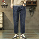 Woodpecker (TUCANO) high-end nine-point jeans for men's summer thin straight loose trend 2025 new elastic pants for men breathable and versatile 9901 nine-point blue (summer) thin model 32 sizes (2 feet 5)