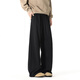 Homlean American solid color sports casual pants for autumn men's simple fashion loose straight wide leg long pants JX15 black XL