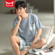
Catman (MiiOW) pure cotton pajamas men's summer short-sleeved shorts for young students thin summer large-size pure cotton home clothing set D1996 (A679) L (110-130Jin [Jin equals 0.5 kg])