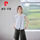 皮尔卡丹（pierre cardin）泡泡袖撞色职业衬衫女2025夏季新款纯色简约短袖衬衣女士休闲上衣 9903白色衬衫 S