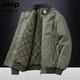 JEEP SPIRIT吉普2025年秋季棉衣男纯棉水洗夹棉加厚飞行员夹克休闲棒球领外套 9227军绿（夹棉厚款） XL 适合145至165斤