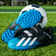 
WEIBUGE 2025 new breathable children's football shoes for men and women primary and secondary school students TF broken nails Velcro girls breathable training shoes 6199 black and blue broken nails (buy one with five) 29