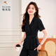 Woodpecker Grey Grey à manches courtes ensemble pour les femmes Summer Professional Temperament Wine Manager Tool Beauty Salon Bijoux de travail Vêtements 9732 Single Piece Grey Suit S (80-92Jin [Jin est égal à 0,5 kg]))