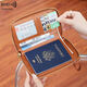 New new certificate bag anti-theft brushing RFID passport clip zipper ID card wallet money clip multifunctional travel passport bag light brown