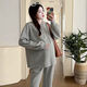 Autumn suit for pregnant women, Korean style loose long-sleeved hooded sweatshirt, fashionable and foreign-style outer wear tummy-supporting pants, hot mom complete set, gray suit XL 120-140Jin Jin equals 0.5 kg