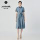阿玛施（AMASS）女装2025夏季新款时尚青花瓷短袖连衣裙（附腰带）550052 青花瓷 M (3)