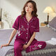 Yalu pajamas for women in summer thin loose large size mother short-sleeved trousers large size home clothing set Q9923 pill bag return M (weight 90-105 Jin [Jin equals 0.5 kg] can be worn)