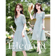 
Yu Zhaolin (YUZHAOLIN) [3271 people collect] 2025 summer new fashionable Korean version slim and versatile temperament versatile square collar lace blue 2XL